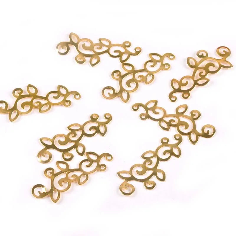 Gold Silver Metal Crafts Connectors Flower Filigree Wraps For DIY Scrapbook Jewelry Making Home Decor 30pcs 39x15.5mm yk0781 Qme