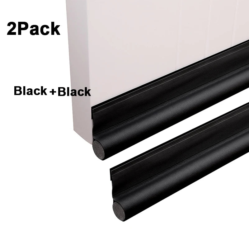 94cm Door Bottom Sealing Strip Self-adhesive Weatherstrip Under Door Draft Stopper Windproof Dust-Proof PU Seal Acoustic Foam Qme Black 2 Pack