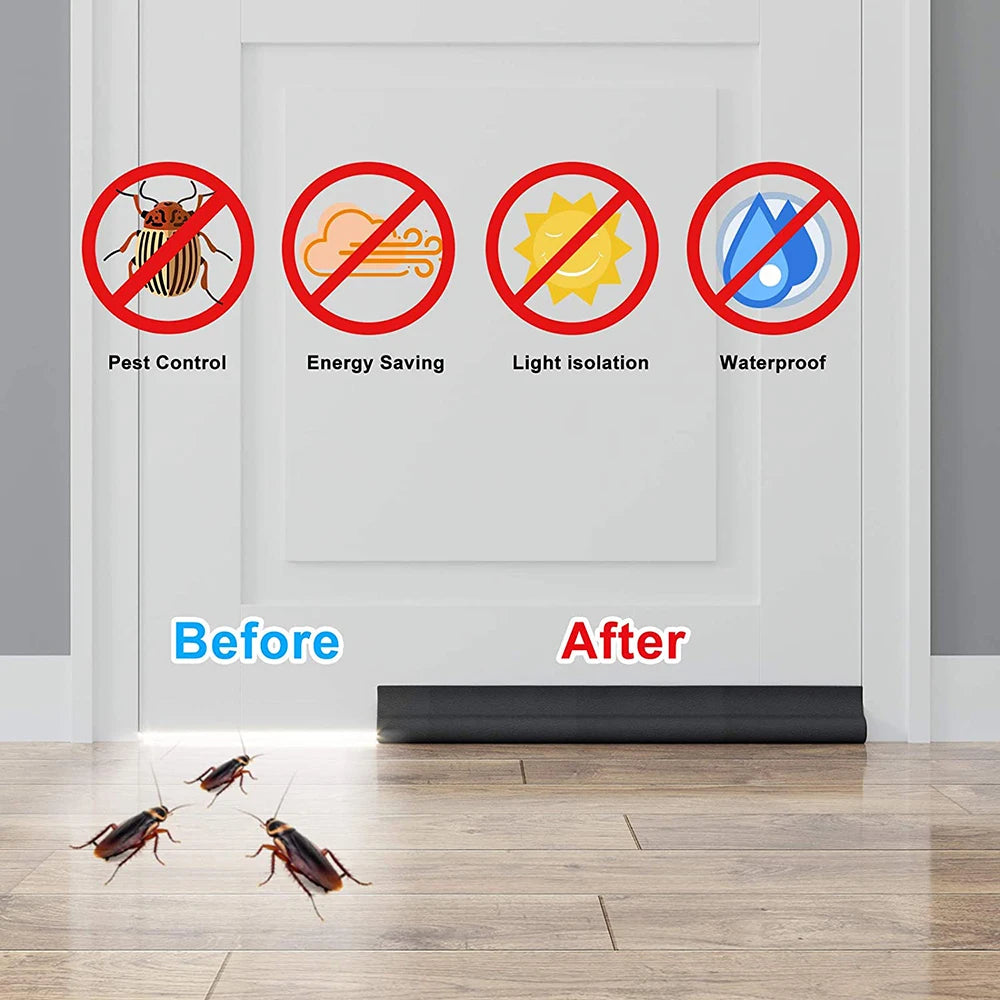 94cm Door Bottom Sealing Strip Self-adhesive Weatherstrip Under Door Draft Stopper Windproof Dust-Proof PU Seal Acoustic Foam Qme