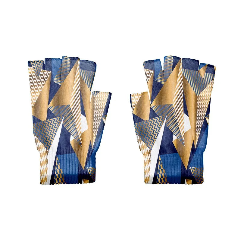Good Knitted Half Finger Gloves 9 Styles Pattern 3D Print Cycling Qme style4 One Size China Mainland
