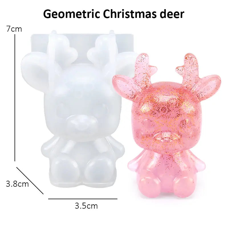 Stereoscopic Animal Resin Molds Silicone Bear Casting Molds Epoxy Resin Mold for Keychains DIY Handmade Resin Jewelry Supplies Qme Deer