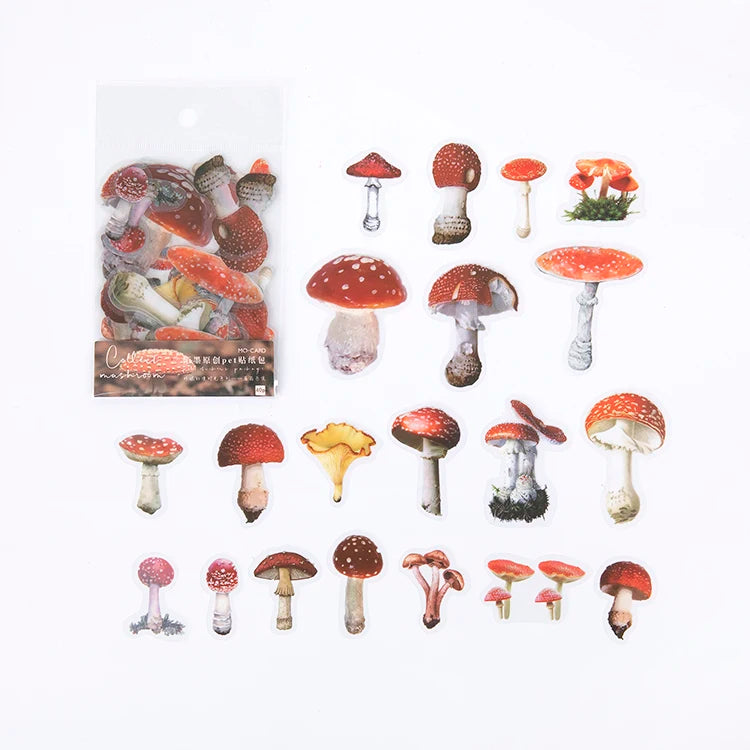 40Pcs/pack Plant Flower Mushroom Ginkgo PET Deco Diary Stickers Scrapbooking Planner INS Decorative Stationery Sticker Qme D