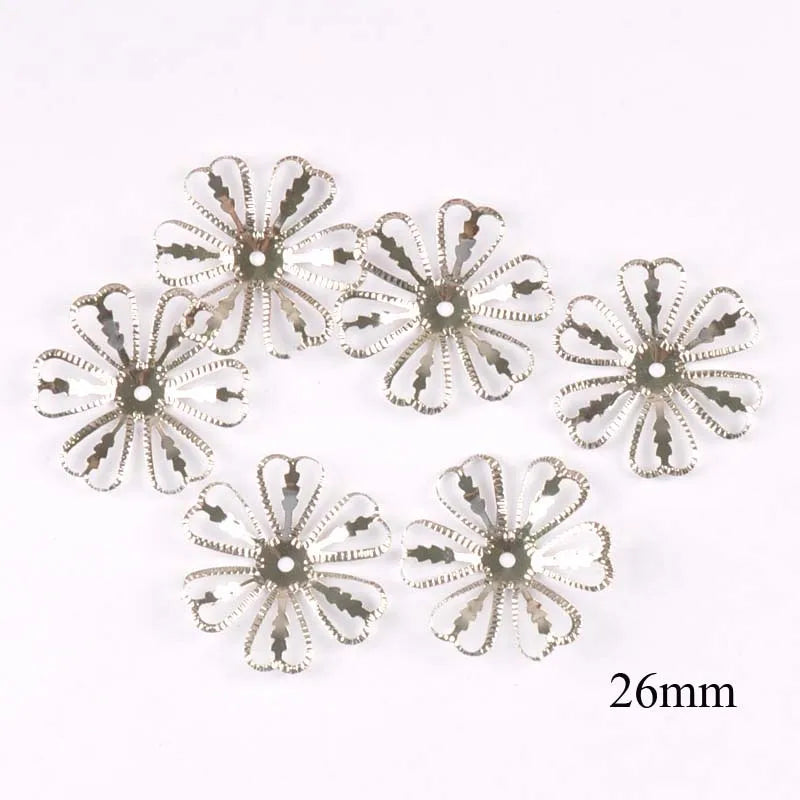 20pcs 10 Style Metal Crafts Wraps Filigree Flowers Connectors Embellishments For Scrapbooking DIY Home Decor Handicraft yk0762 Qme 5 silver