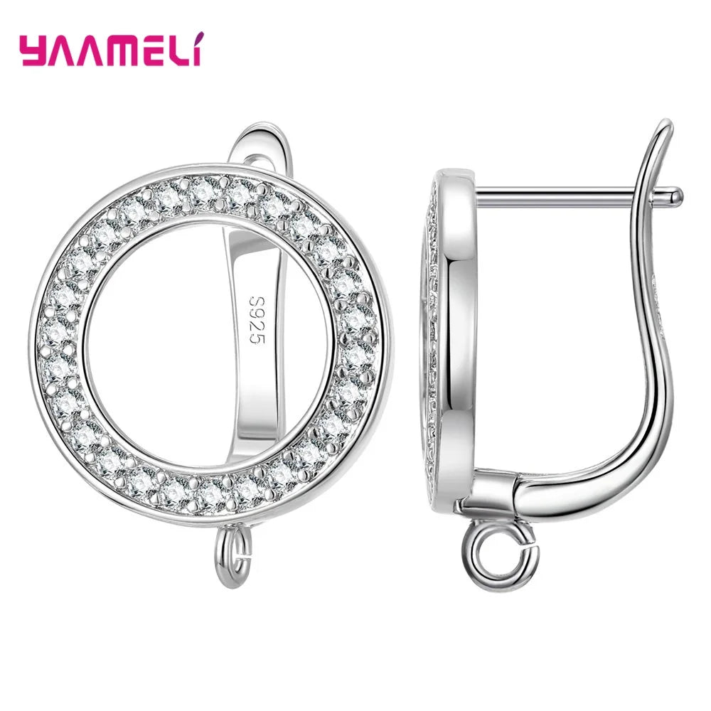 Real 100% 925 Sterling Silver Color Zircon Findings Earrings Leverback Earwire Fittings Components Accessories Handmade Supplies Qme Design 40