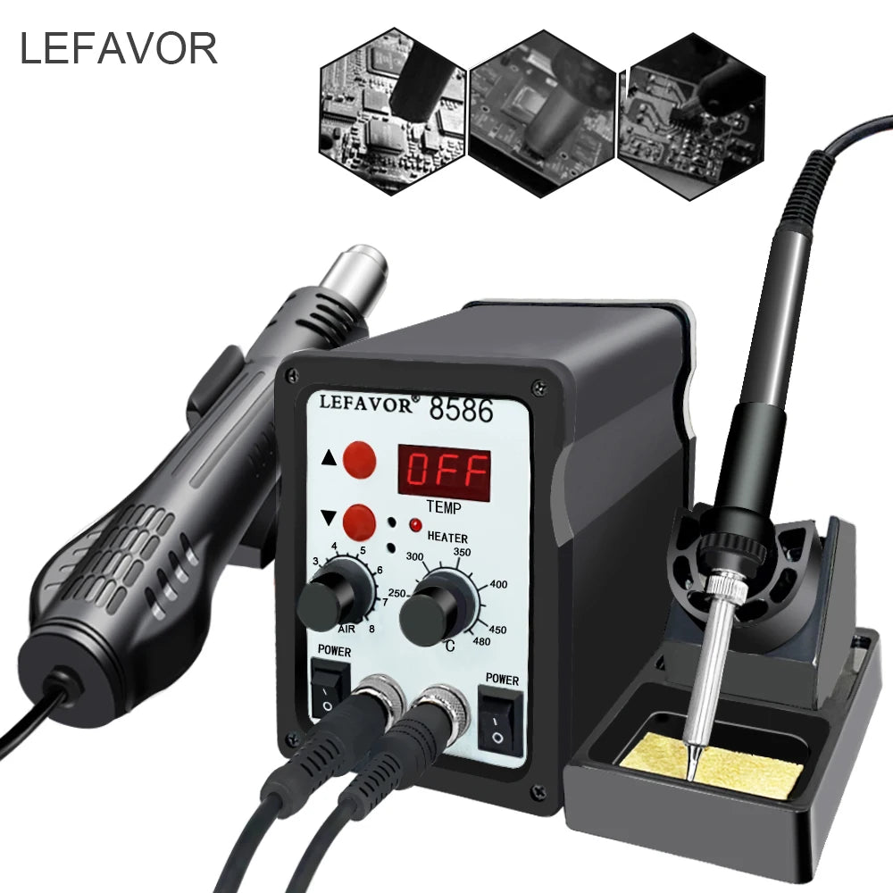 8586 Soldering Station 1 Digital ESD Air Blower Heat Gun Welding Qme