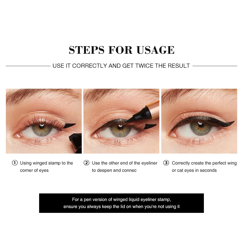 O TWO Eyeliner Stamp Pencil Waterproof Long-lasting Resistant Black Qme
