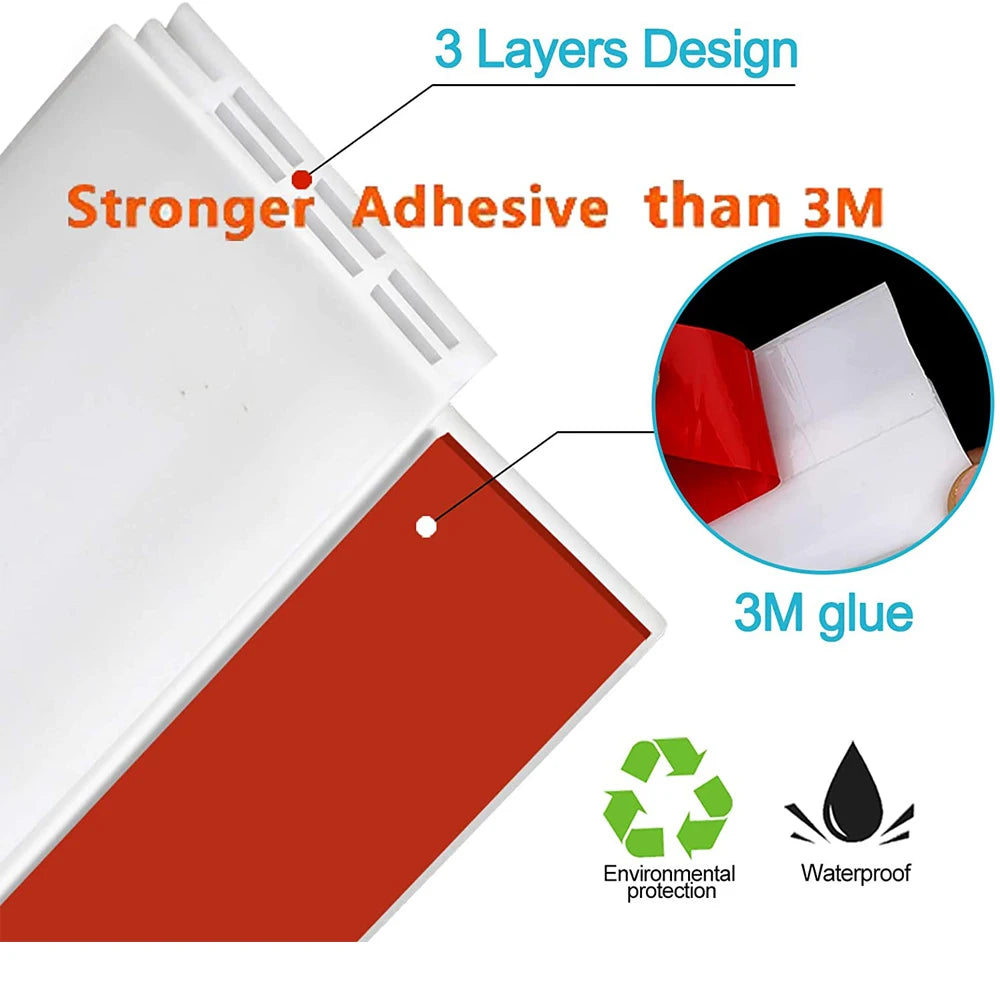 Under Door Draft Stopper Strong Adhesive Dust and Noise Insulation Weather Stripping Energy Saving Wind Blocker Seal Tool Qme
