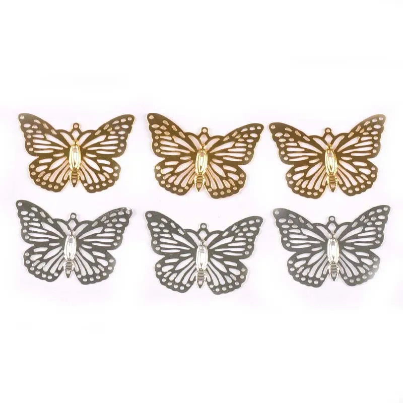 Gold Silver Flower Butterfly Connectors Filigree Wraps Metal Crafts For DIY Scrapbook Accessories Embellishments 20Pcs yk0768 Qme mix