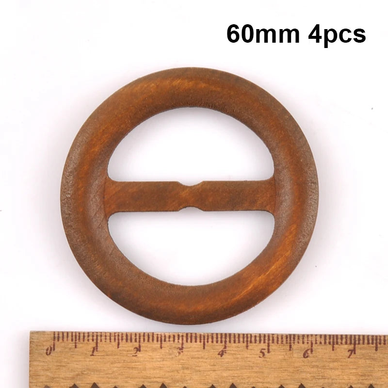 Wooden Round Ring Belt Buckle For Clothes Bag Accessories Apparel Garment Ornament Handmade DIY Accessories Windcoat Decor m2591 Qme 60mm 4pcs 1