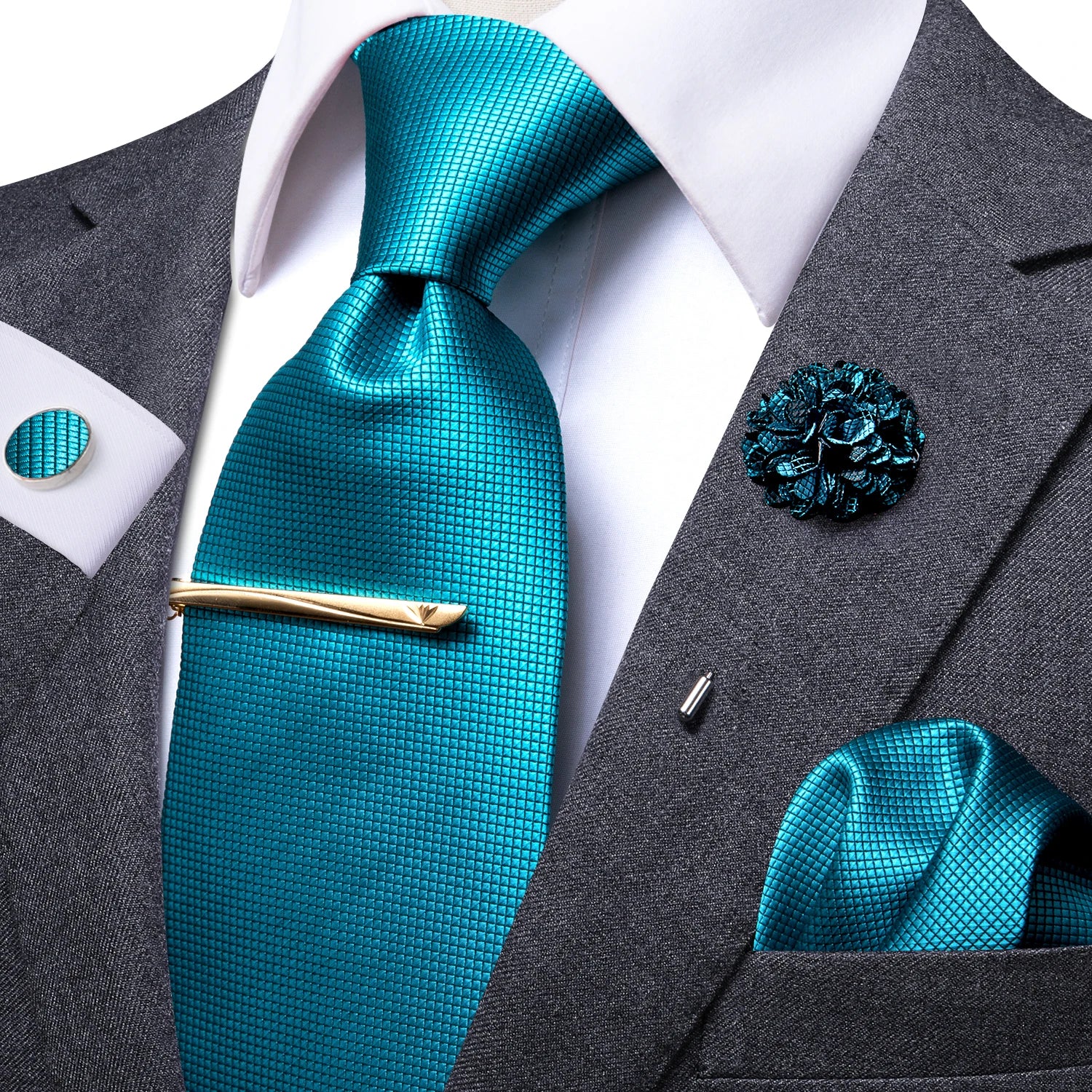 Yellow Brown Paisley Tie Men Men's Clip Luxury Necktie Hanky Qme N-0221-XH-021-LJ-403