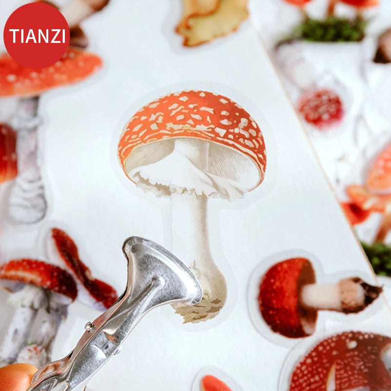 40Pcs/pack Plant Flower Mushroom Ginkgo PET Deco Diary Stickers Scrapbooking Planner INS Decorative Stationery Sticker Qme