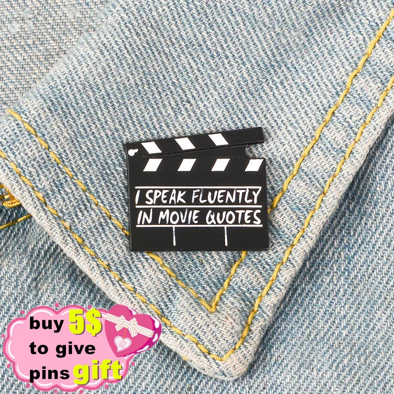 Clapperboard Enamel Pins Film Clapper Board Lapel Badge Movie Scene Board Brooches Badges Gift for Movie Lover Cinema Wholesale Qme