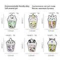 Cute Bubble Cat Penguin Boba Tea Enamel Pins Tapioca Milk Tea Lapel Pin Animal Badges Bag Kitty Brooches for Gift Wholesale Qme set