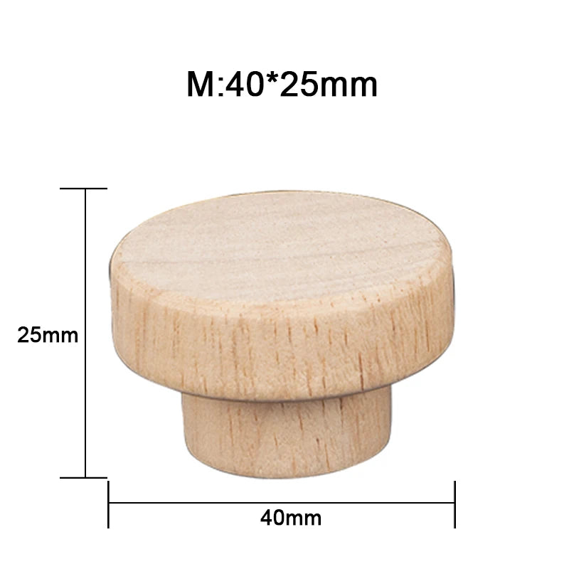 1 Pcs Cabinet Door Wood Knobs Pulls Wardrobe Cupboards Drawer Round Pulls Kitchen Closet Dressing Table Wooden Furniture Handles Qme M