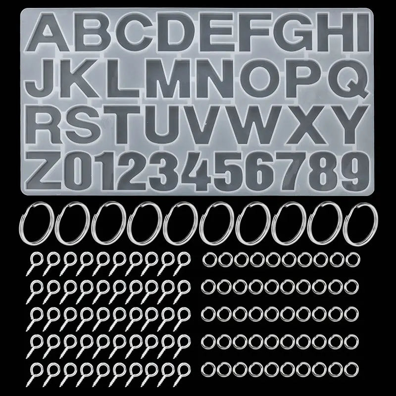 Alphabet Resin Molds Kit Backward Letter Number Silicone Casting Molds Resin Epoxy Molds For Keychain Making Pendant Jewelry DIY Qme 3