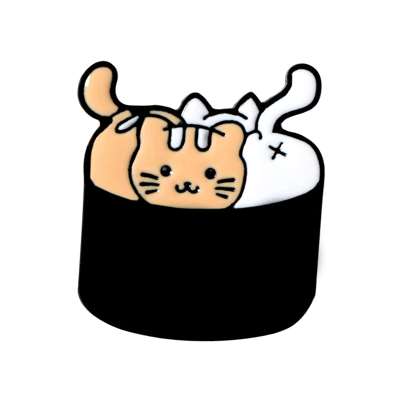 Sushi Rice Ball Cat Enamel Pins Food Badge Cartoon Brooches for Women Cute Animal Lapel Pin Bag Anime Jewelry Gift Wholesale Qme 4