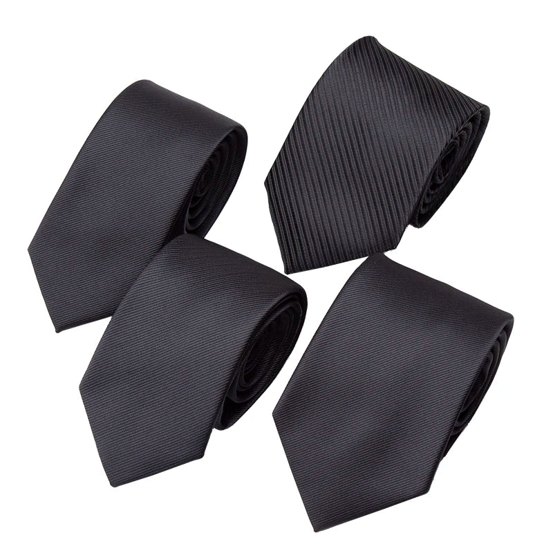 New Mens Tie 8cm 7cm 6cm Classic Black Slim Ties for Men Accessories Neckties Wedding Party Formal Dress Casual Solid Gifts Tie Qme