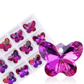 14mm 6754 Butterfly Pendant Beads Glass Butterfly Charms Gems Crystal for Women Jewelery Making Earring Necklace DIY 12pcs/lot Qme Fuchsia