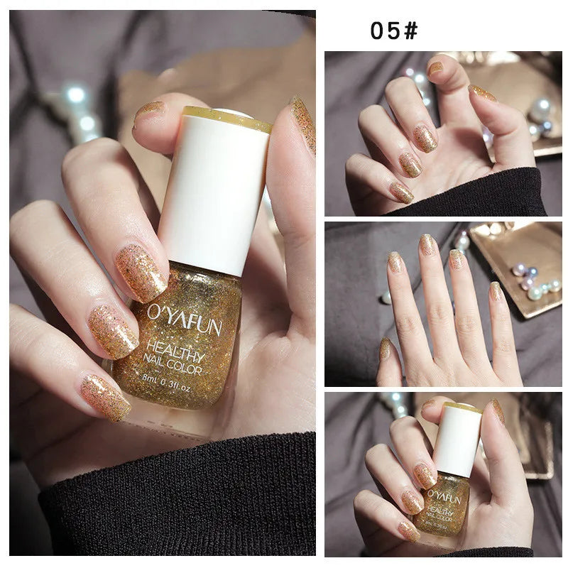Nail Art Tearable Quick Dry Normal Without Lamp Nail Polish Glitter Sequins UV Varnish Matte Waterproof No-bake Nail Polish Qme 5