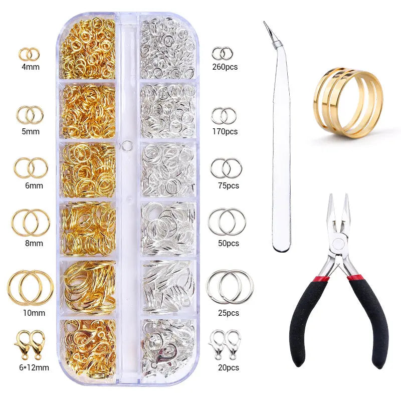 Jewelry Making Supplies Kit with Jewelry Tools Open Jump Rings Lobster Clasps Crimp Beads Screw Head Pins Eye Pins Earing Hooks Qme 2