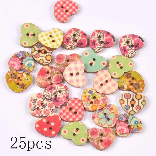 36 styles Cartoon Painting Wooden Buttons for Crafts Scrapbooking Sewing Clothes Button DIY Kid Apparel Supplies 15-35mm Qme m1893-12 25pcs