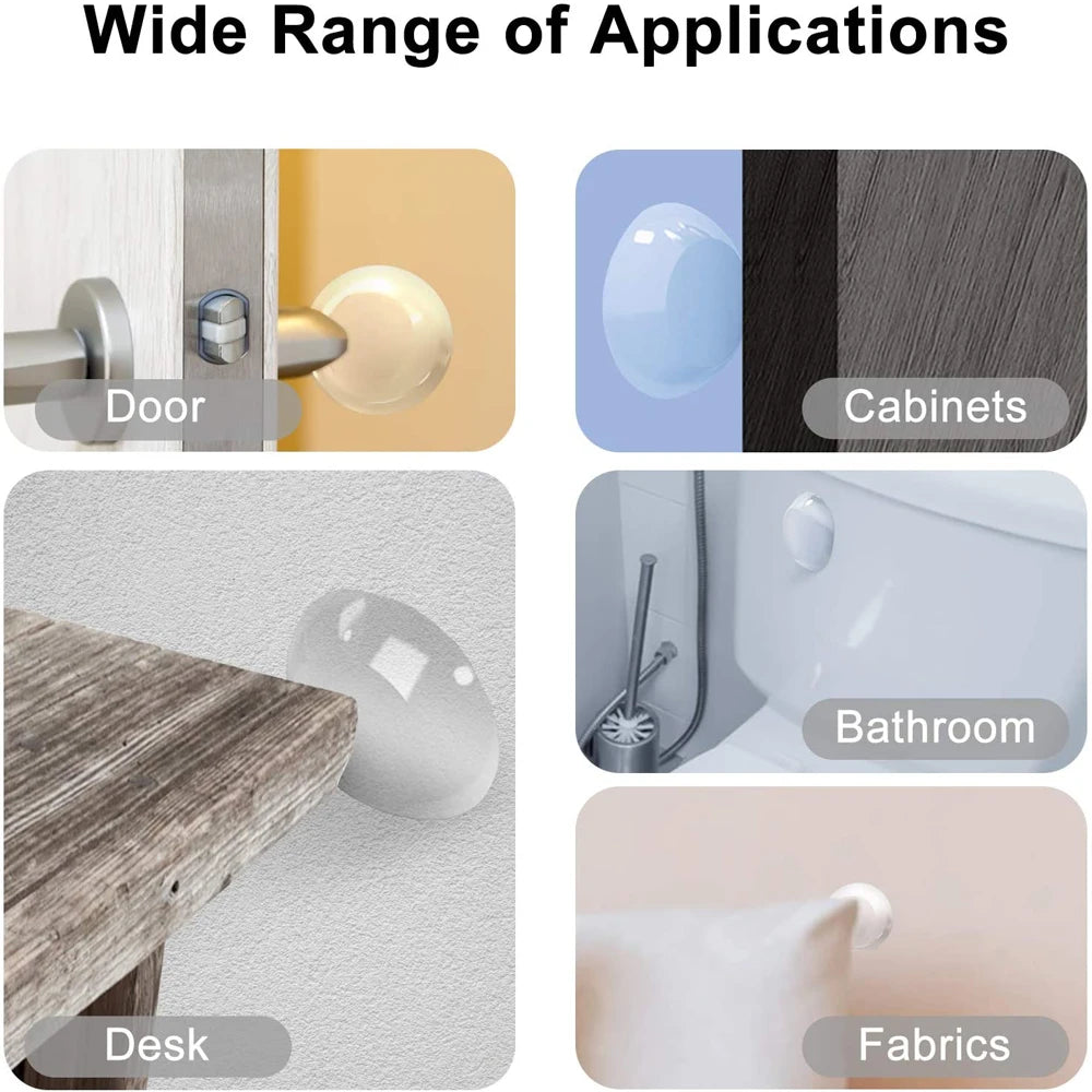 6 Pcs Door Stopper Wall Protection Round Soft Reusable Self Adhesive Door Handle Bumper Guard for Wall and Refrigerator Crash Qme