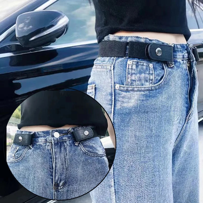 No Buckle Stretch Elastic Waist Belt Women Men Buckle-free Jean Pants Qme