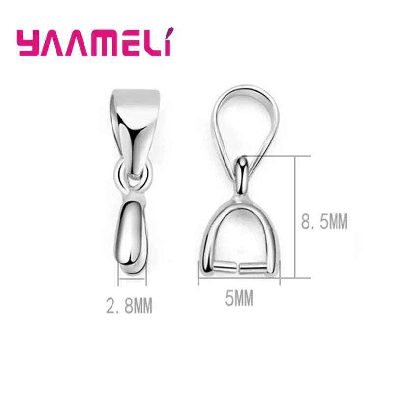 925 Sterling Silver Color DIY Handmade Jewelry Findings Pendant Pinch Bail Clasp Necklace Hook Clip Connector Fashion Accessory Qme