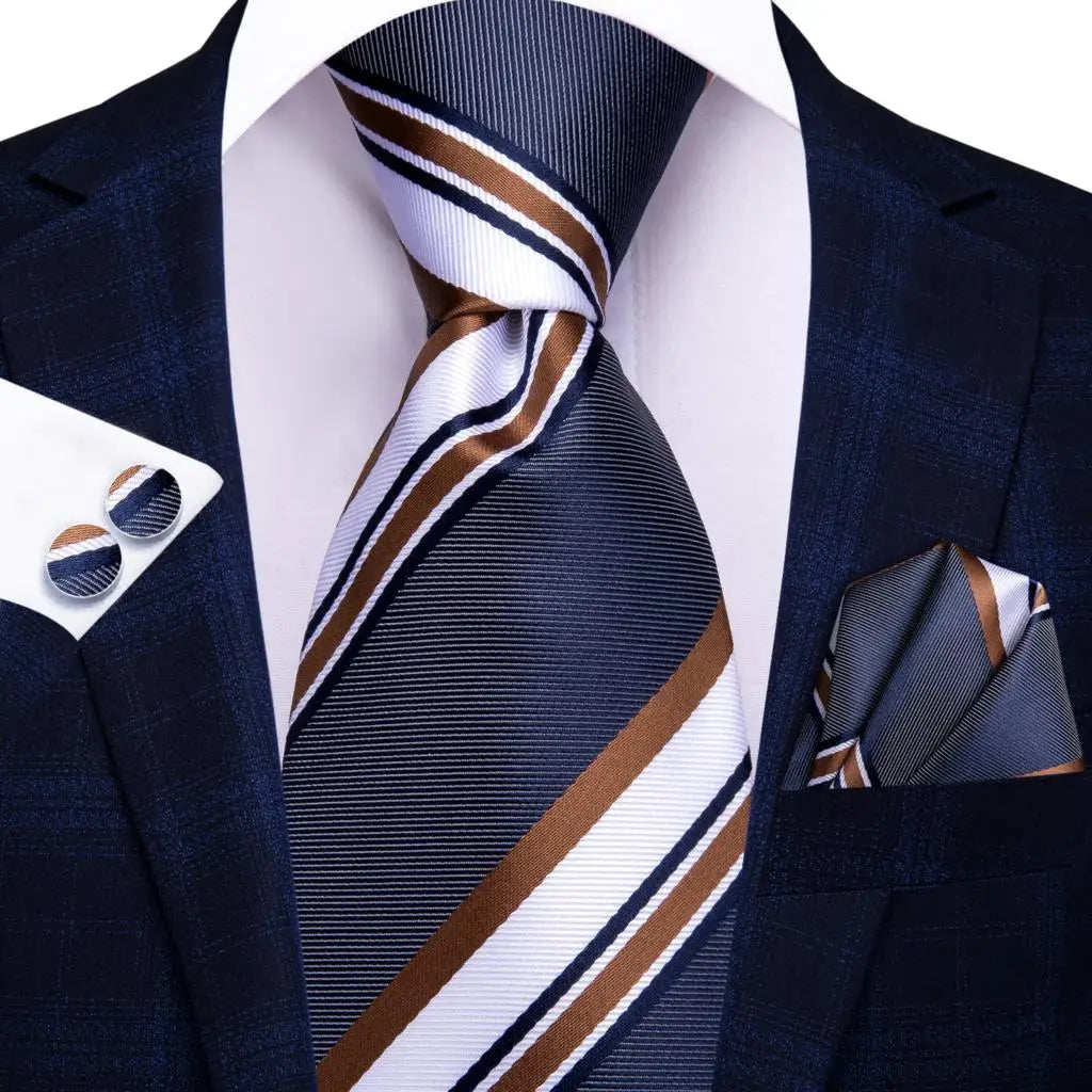 Navy Blue Striped Wedding Tie Men Fashion Design Green Red Necktie Qme SN-3374