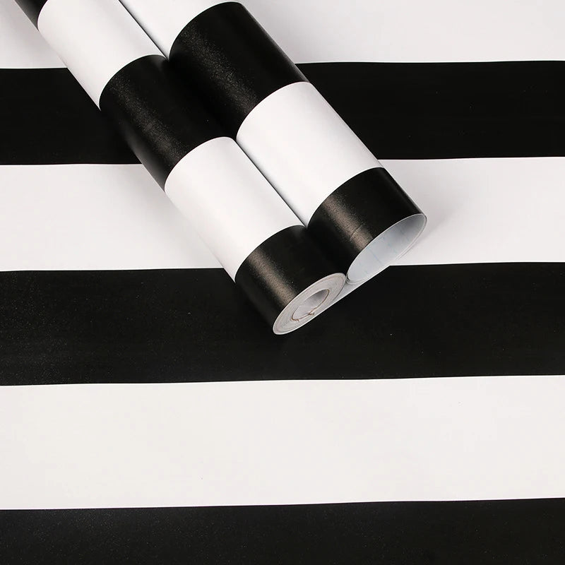 Stripe Black White Peel Stick Wallpaper Vinyl Waterproof Qme Stripe Black White 5mx45cm