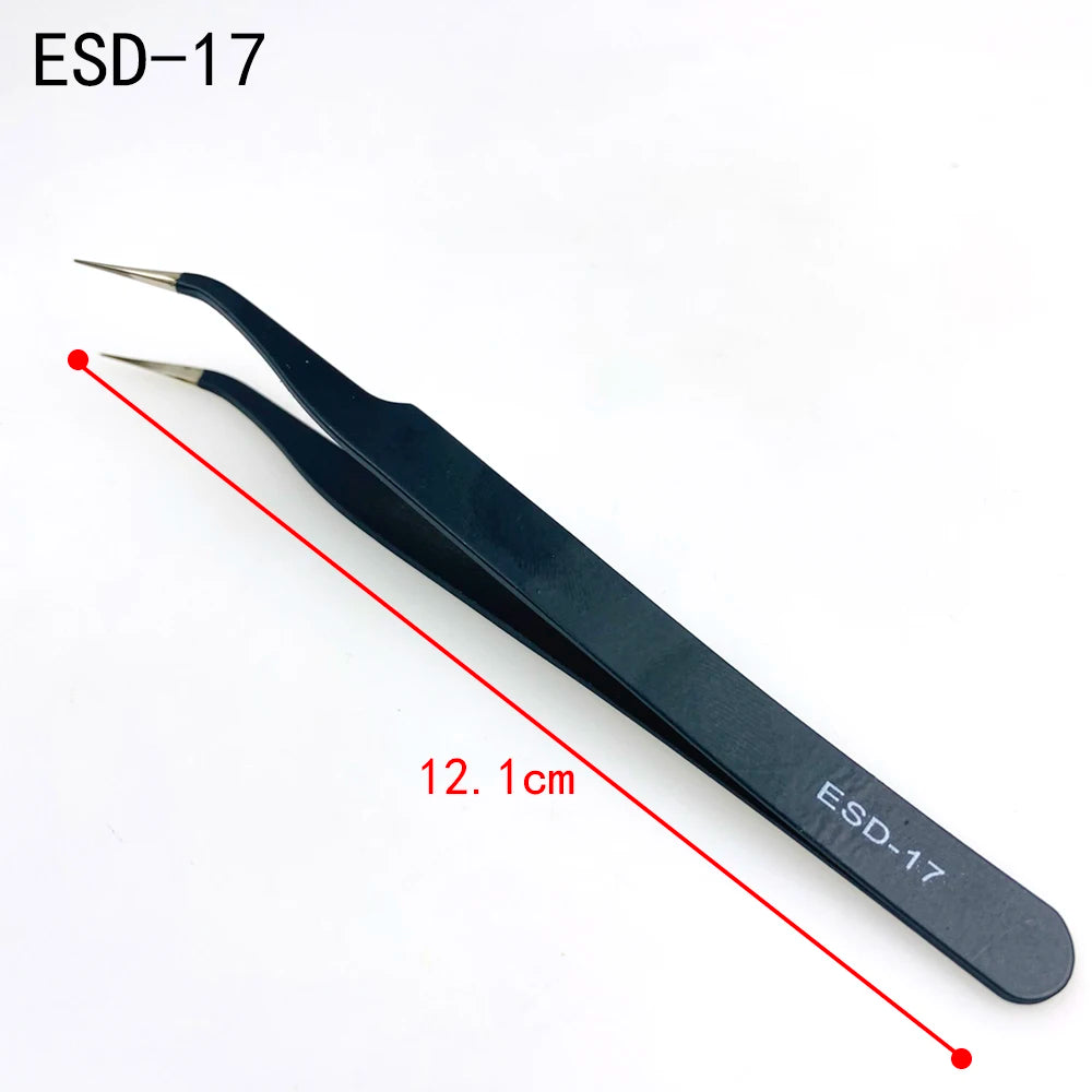 Anti-static ESD Stainless Steel Tweezers Maintenance Tools Industrial Qme