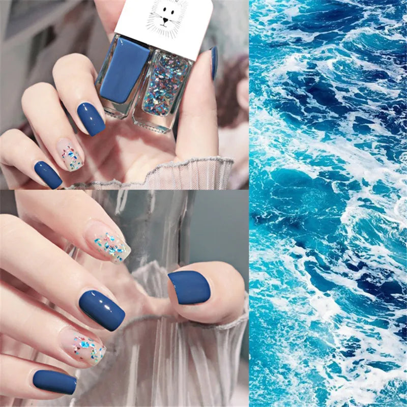 New 2 In 1 Candy Color Nail Polish Manicure Water-based Bright Scrub No Bake No Peeling Quick Dry Waterproof Lasting Nail Polish Qme