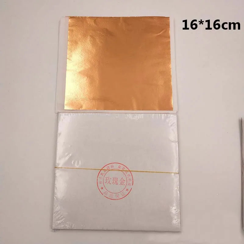 100Pcs Gold Silver Copper Imitation Gold Foil Paper Gilding DIY Craft Art Home Decoration Nail Handmade Supplies 14/16cm c2870 Qme rose gold 16x16cm