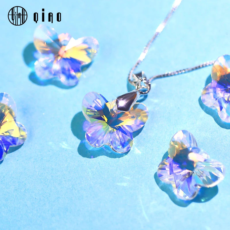 Best quality 14mm 28pcs/pack single hole crystal beads butterfly crystal AB glass beads for Jewelry making Necklaces Earrings Qme Default Title
