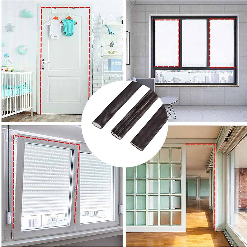 6M PU Acoustic Foam Window Seal Strip Self-Adhesive Noise Reduction Impact Resistance Door Gap Strip Dustproof Weatherstripping Qme