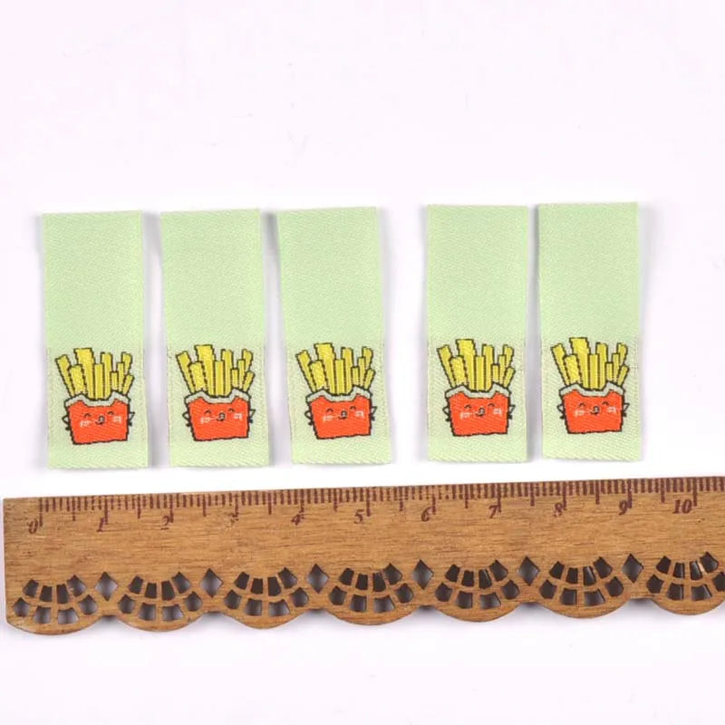 50Pcs 1.5x4cm Multicolor cute cartoon embroidery Clothes Labels For Sewing Accessories Garment Care Bags Tags Handmade Crafts Qme 2
