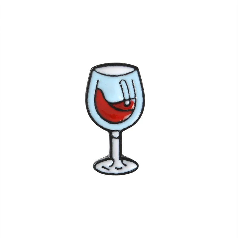 Bottle and Wine Custom Pin Lapel Pin Enamel Pins Badges Brooches for Men Women Unisex Food Jewelry Gift for Wine Lover Wholesale Qme Red wine glass