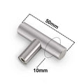 Furniture Handles Wardrobe Door Pull Stainless Steel Drawer Handle T Bar Straight Kitchen Long Cabinet Closet Knob Black Silver Qme silver Single hole