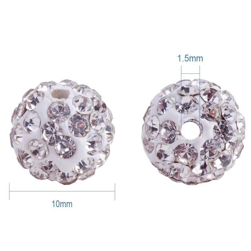 100pcs/box 10mm Polymer Clay Rhinestone Beads Pave Disco Ball Beads for Jewelry Making DIY Qme