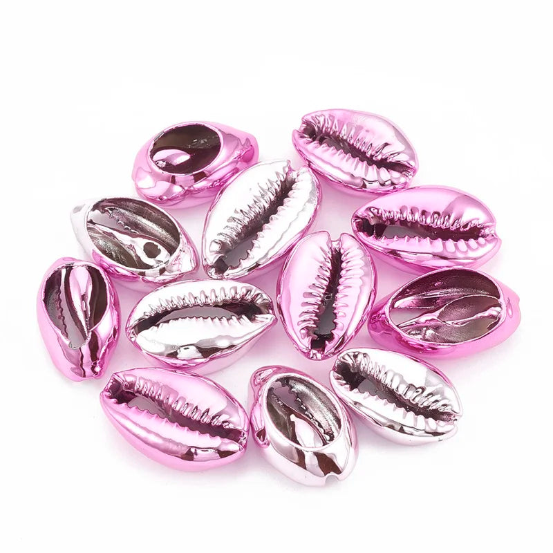 10PCS Electroplated Cowrie Shell Beads Undrilled Beads for Jewelry Making DIY Accessories 17~21x11~14x6~8mm Qme