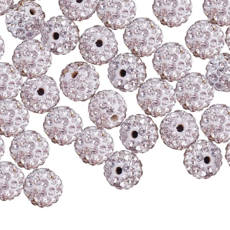 100pcs/box 10mm Polymer Clay Rhinestone Beads Pave Disco Ball Beads for Jewelry Making DIY Qme