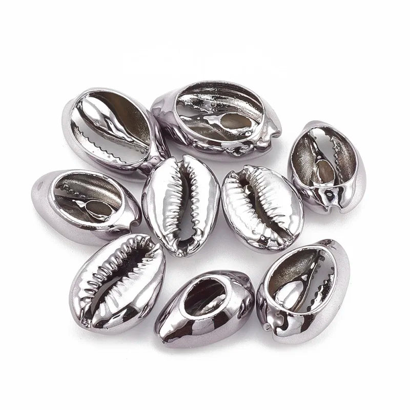 10PCS Electroplated Cowrie Shell Beads Undrilled Beads for Jewelry Making DIY Accessories 17~21x11~14x6~8mm Qme