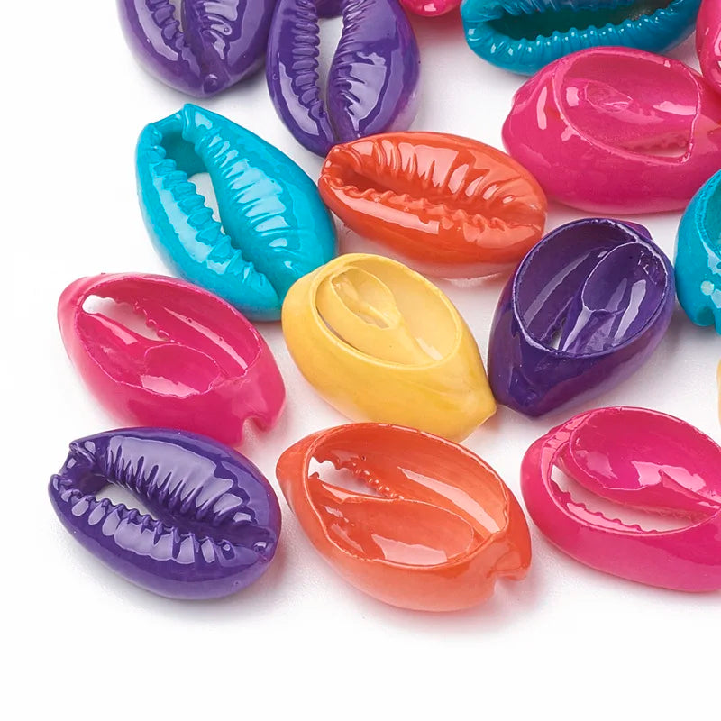 20pcs Dyed Cowrie Shell Beads DIY Necklace Beads Jewelery Craft Accessories for Jewelry Making 15~18x11~12x5~7mm Qme