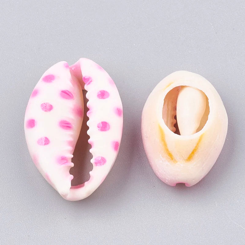 10pcs Printed Cowrie Shell Beads Undrilled Beads for DIY Jewelry Making 20~26x13~18x5~7mm Qme