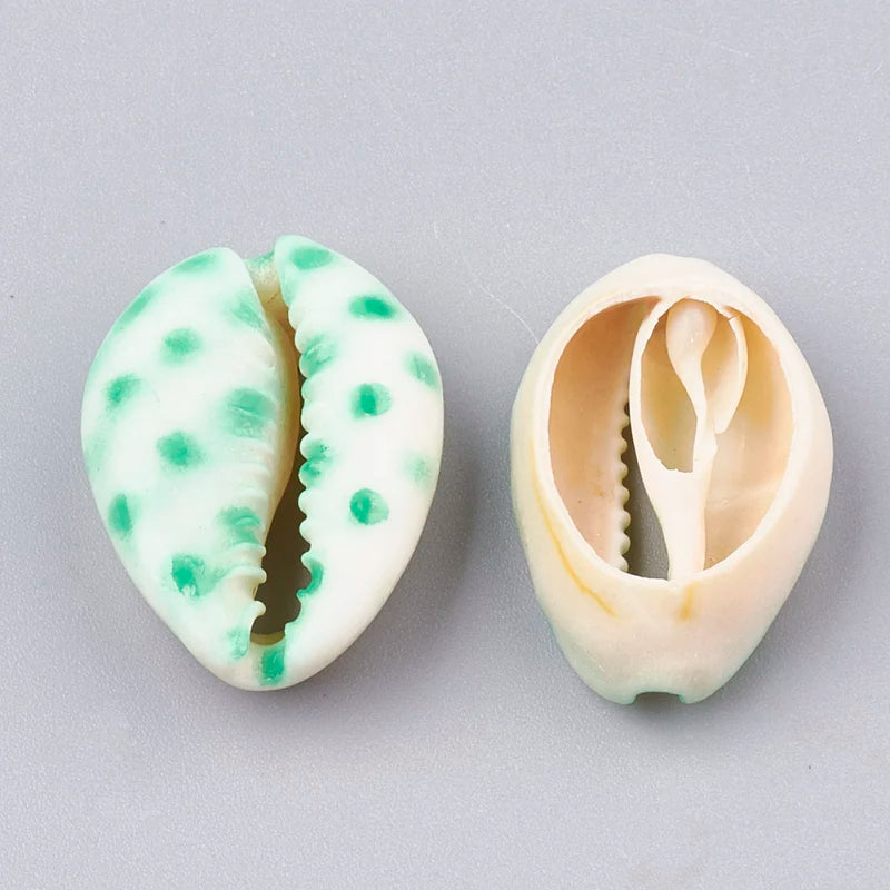 10pcs Printed Cowrie Shell Beads Undrilled Beads for DIY Jewelry Making 20~26x13~18x5~7mm Qme