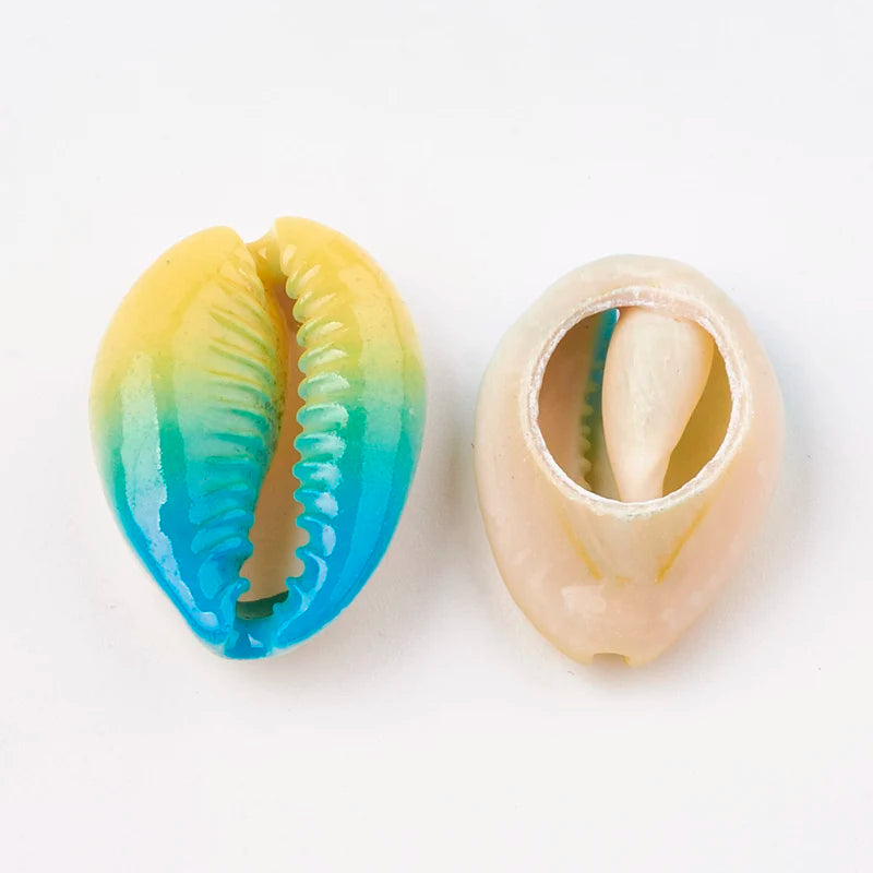 10pcs Printed Cowrie Shell Beads Undrilled Beads for DIY Jewelry Making 20~26x13~18x5~7mm Qme