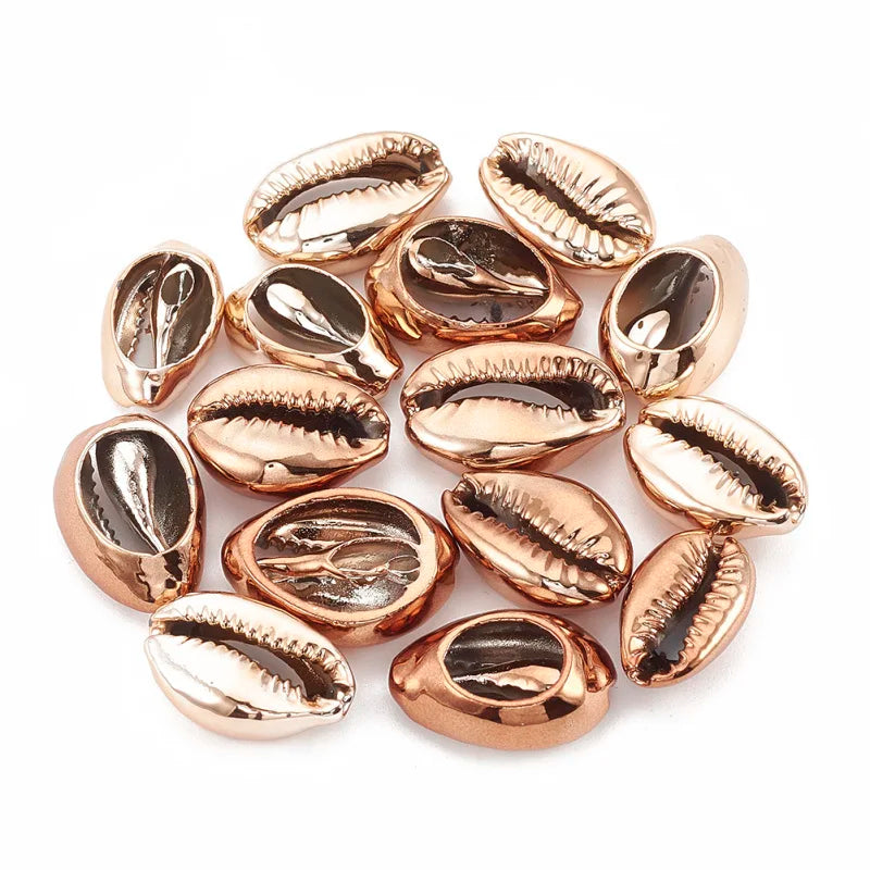 10PCS Electroplated Cowrie Shell Beads Undrilled Beads for Jewelry Making DIY Accessories 17~21x11~14x6~8mm Qme