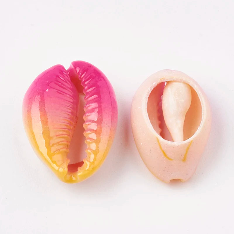 10pcs Printed Cowrie Shell Beads Undrilled Beads for DIY Jewelry Making 20~26x13~18x5~7mm Qme