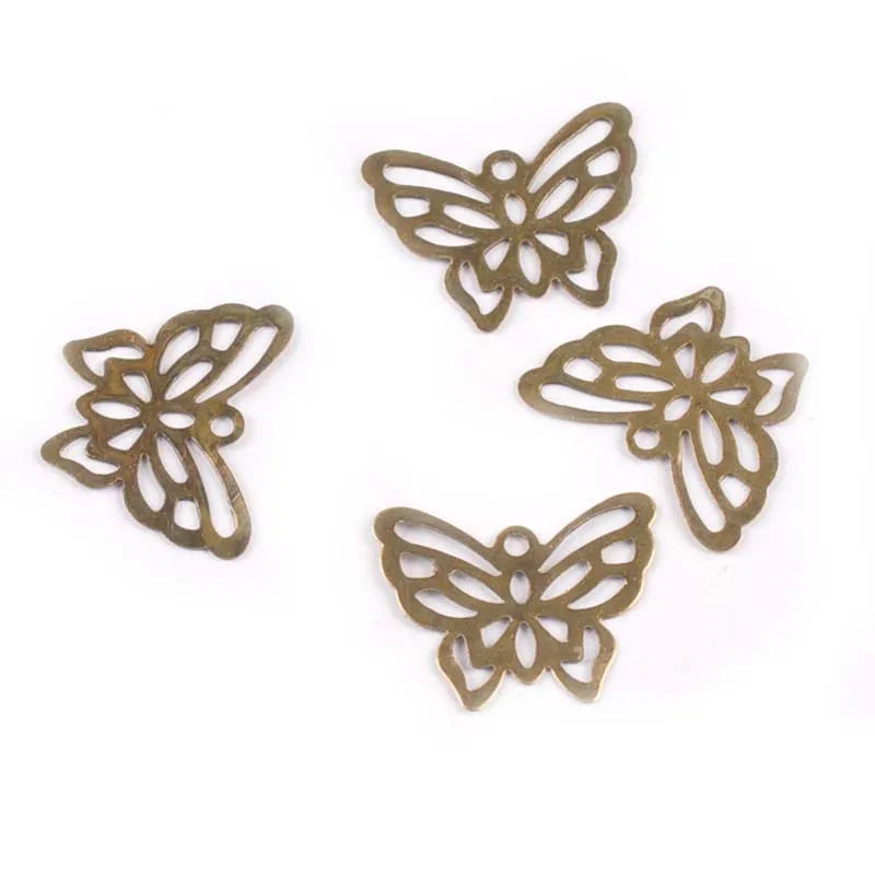 21x17mm 50Pcs Hollow Butterfly Filigree Wraps Connectors Embellishments For DIY Scrapbookings Metal Crafts Home Decor YK0754 Qme