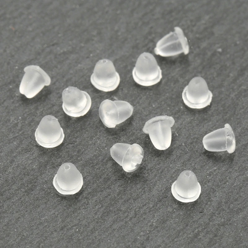 4mm 500pcs Clear Rubber Earring Backs Soft Silicone Jewelry Findings Jewelry Accessories DIY Bullet Plastic Ear Plugging cap Qme